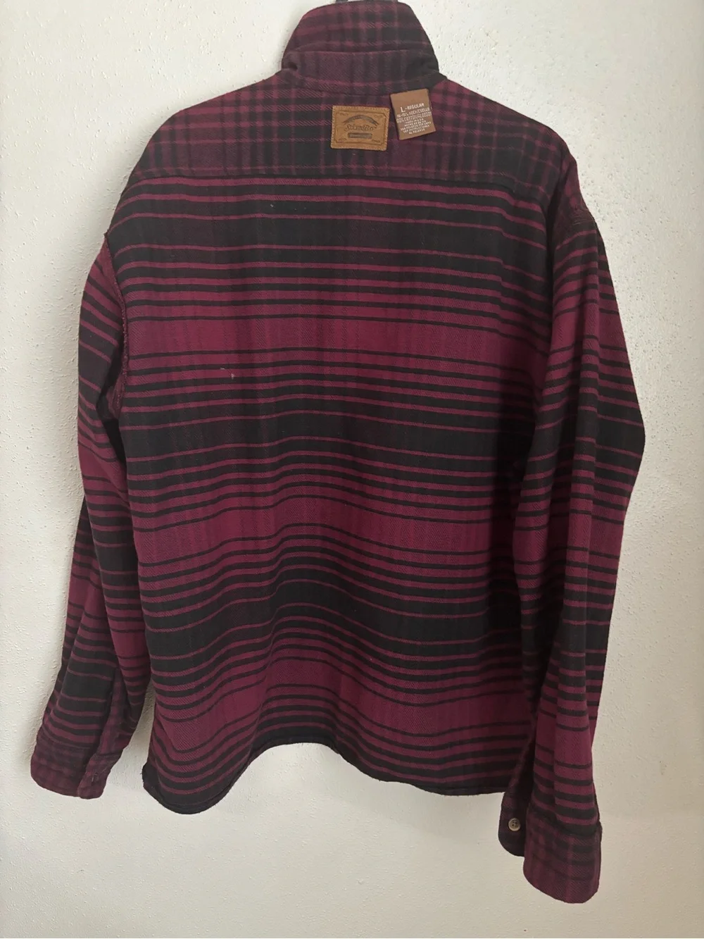 Vintage Authentic St. John's Bay Men's Plaid Jacket in Burgundy and Black